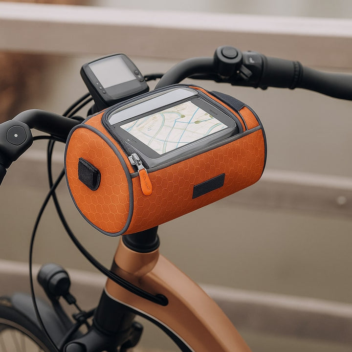 Interior view of bicycle storage bag with mesh pocket for small items