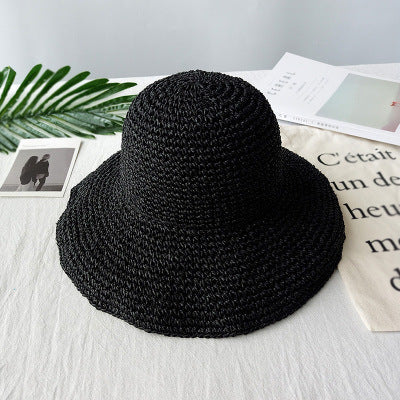 Top-down view of the lightweight spring hat laid flat on a neutral surface