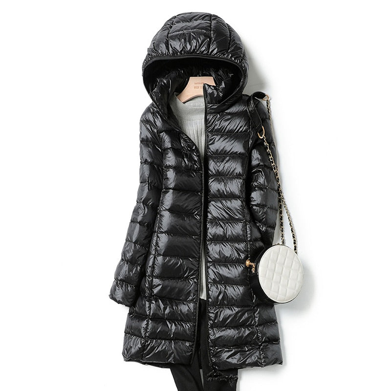 Side profile of the women's casual outerwear Nova jacket demonstrating its flattering fit.