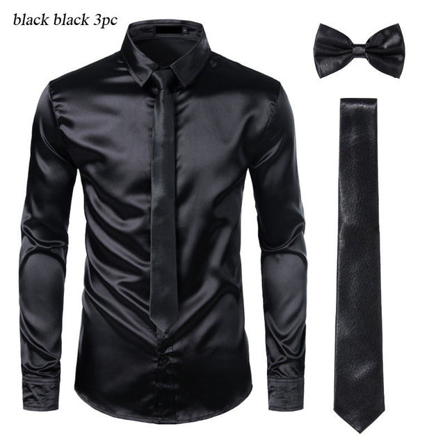 Close-up of button down placket and collar on men's party shirt