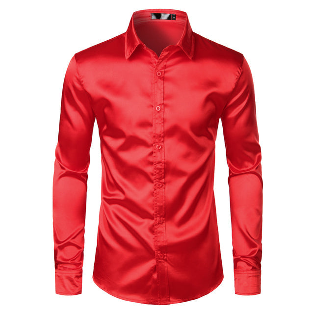 Interior label and stitching detail of men's dress shirt clothing