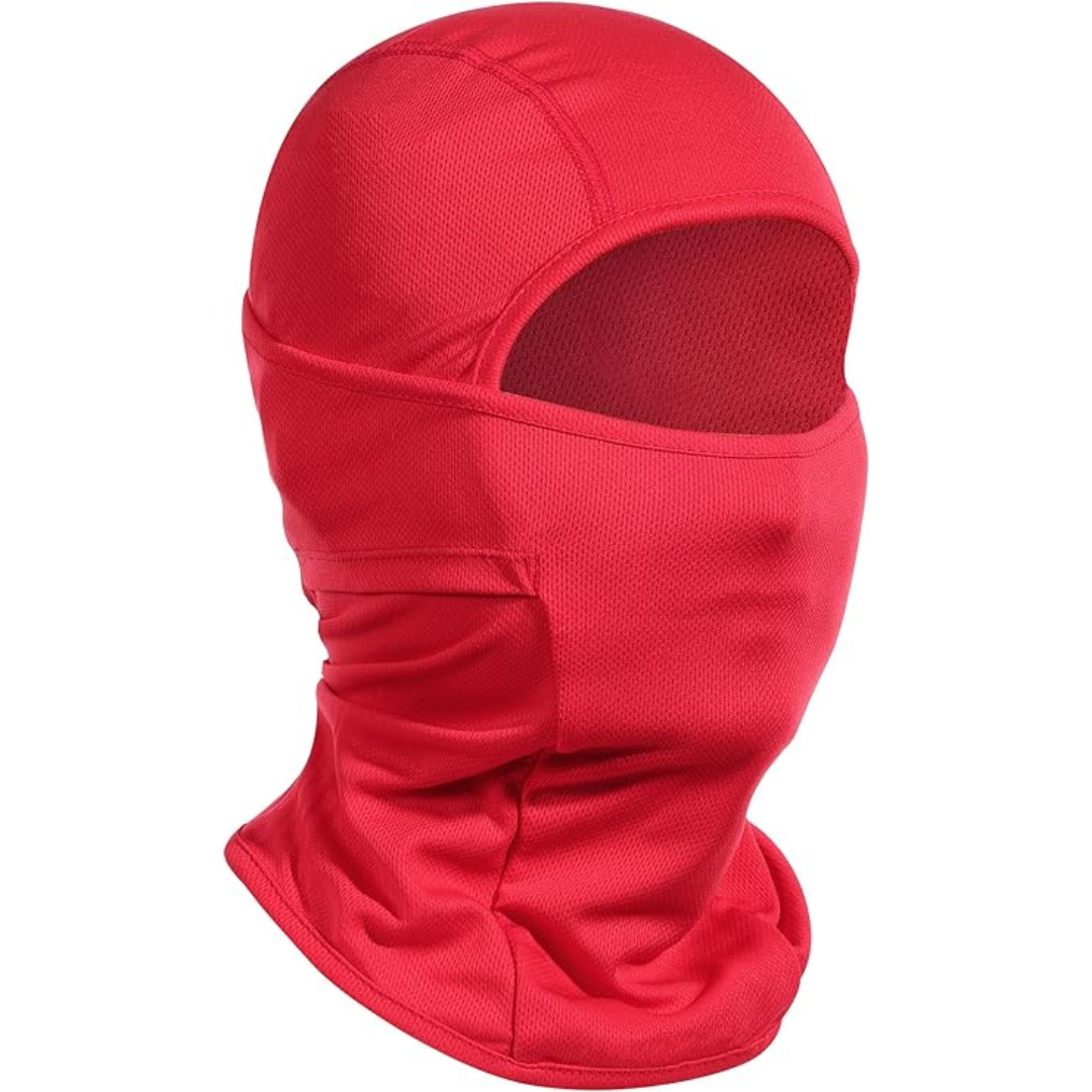 Red lightweight balaclava ski mask view