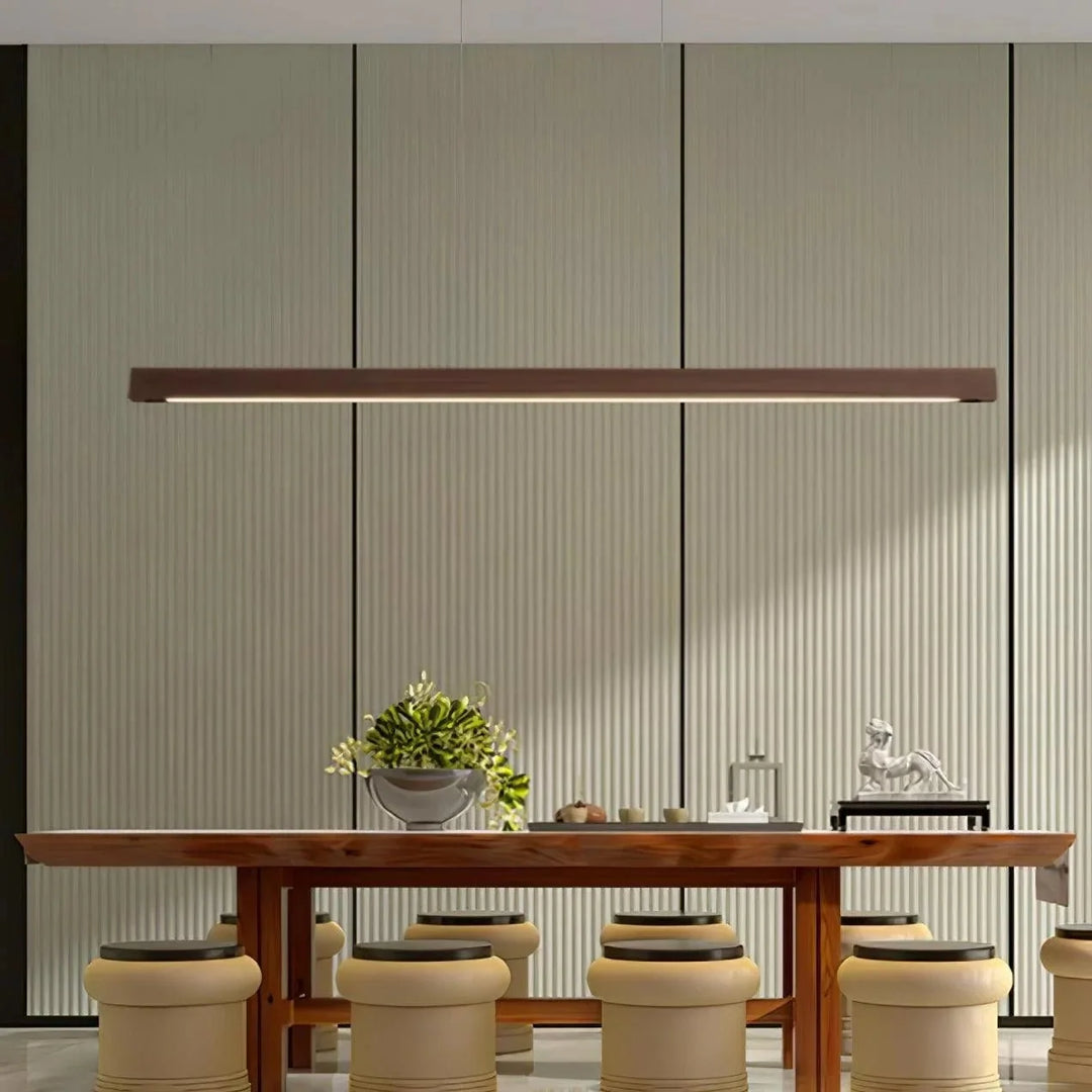 Close-up of the dimmable wooden LED pendant light grain and finish