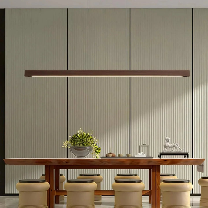 Close-up of the dimmable wooden LED pendant light grain and finish