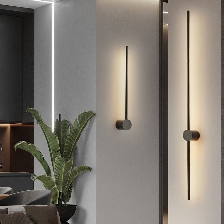 Modern LED linear wall lamp showcasing minimalist design and sleek iron light structure