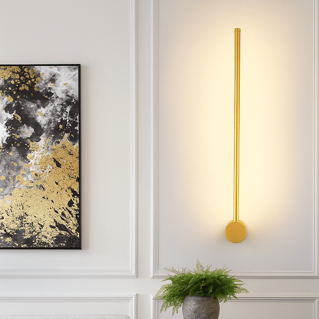 Contemporary LED linear wall sconce mounted horizontally as modern interior lighting