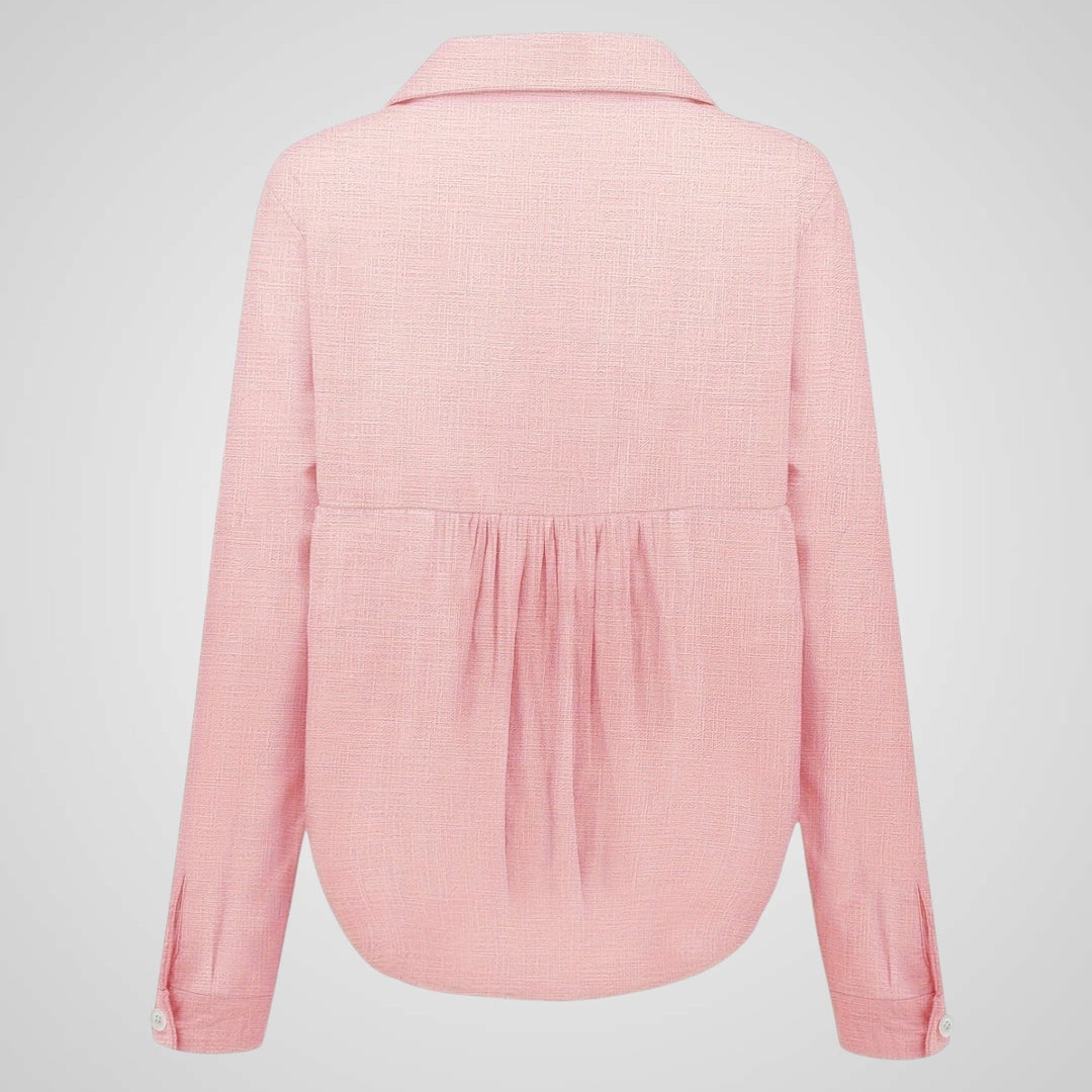 Back view of smart casual women's shirt ideal for versatile everyday styling