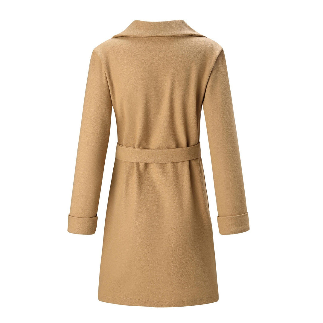 Sleeve cuff detail with buttons on women's double-breasted outerwear