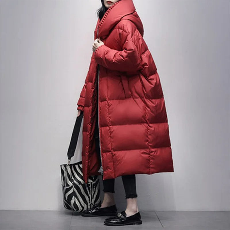 Stylish outerwear long puffer coat for women's winter apparel
