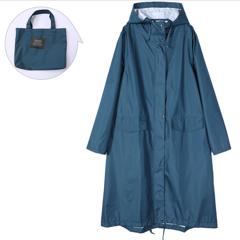 Close up of waterproof fabric and taped seams on womens rain jacket outerwear