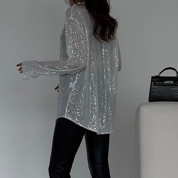 Shimmer shirt for women featuring a stylish loose sequin design