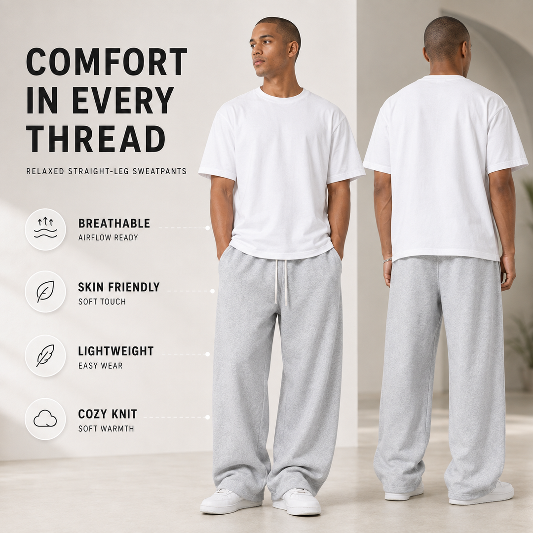 Side view of mens activewear joggers showing the straight leg cut