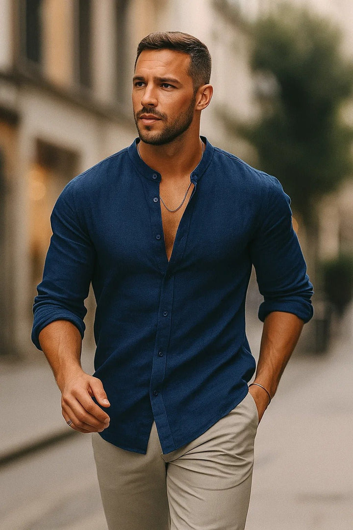 Fabric texture closeup of breathable casual wear shirt for men