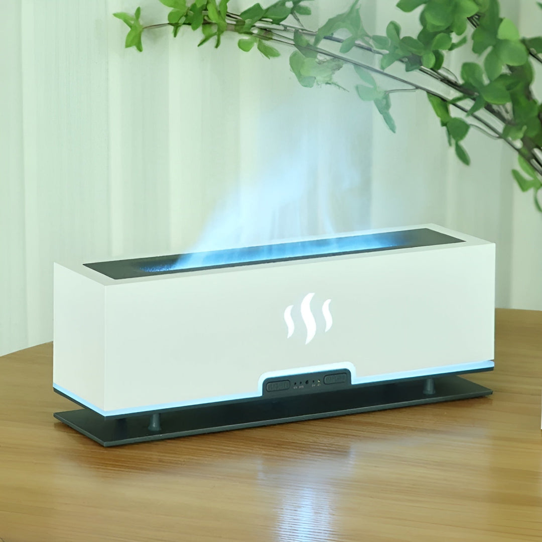 GlowFlame aroma humidifier side profile showing sleek modern home decor design