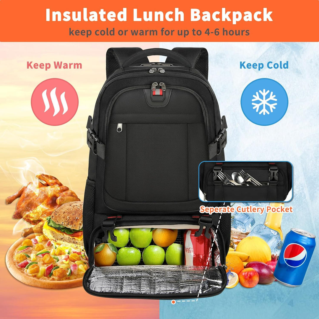Close-up view highlighting the thermal insulated lunch compartment designed to keep food hot or cold.