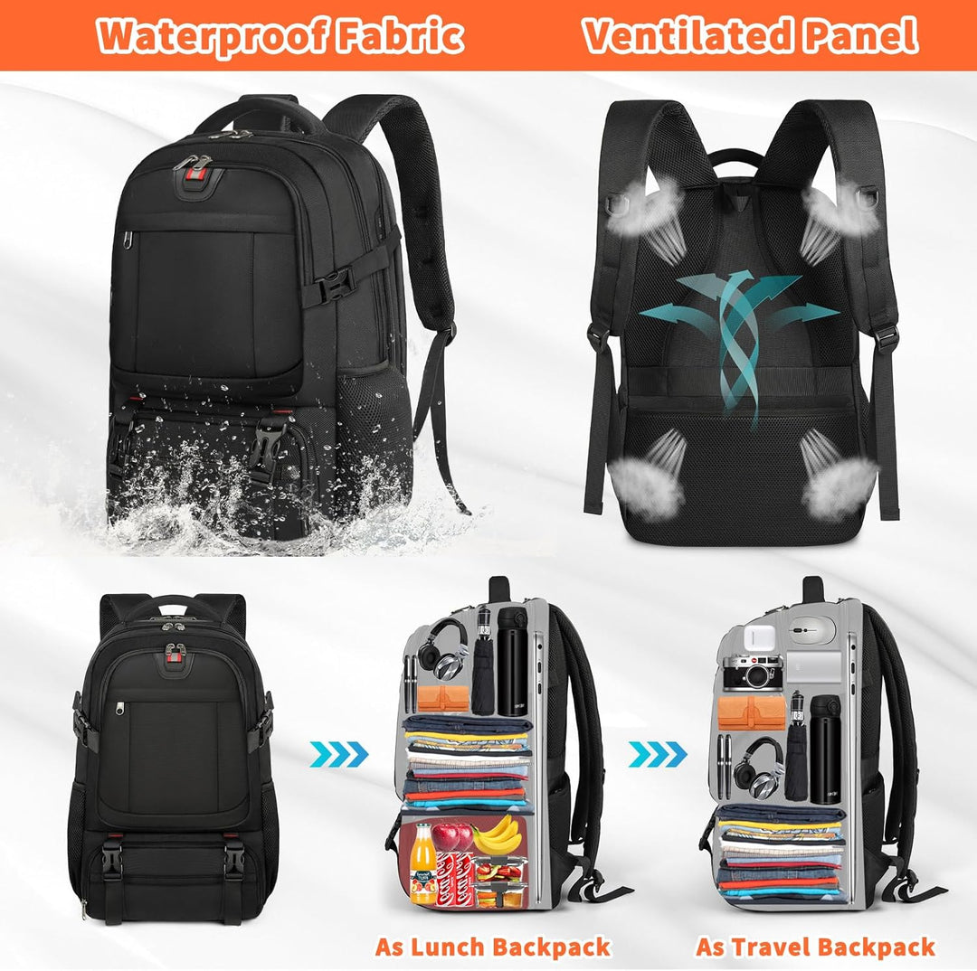 Anti-theft laptop backpack with padded shoulder straps and breathable back panel.