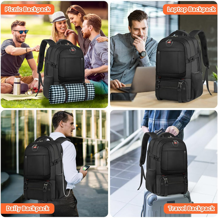 Large capacity business travel bag featuring a built-in USB charging port for devices.