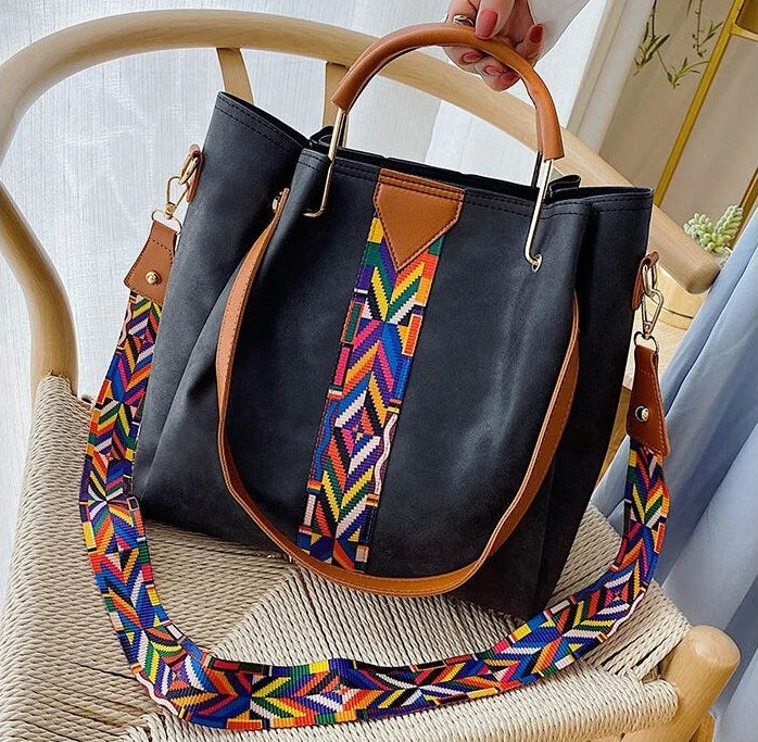 Side profile of spacious tote bag revealing generous depth