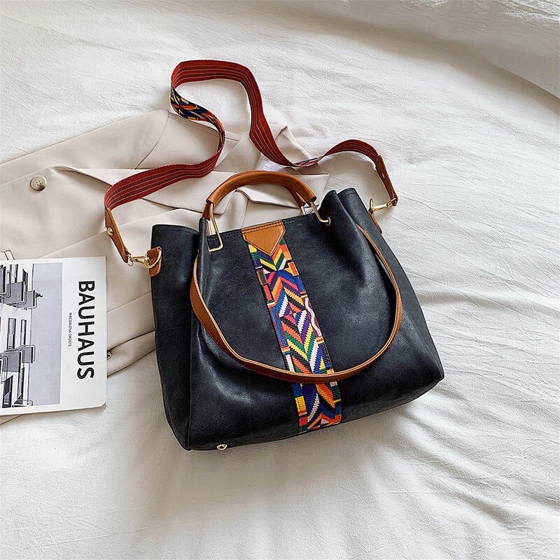 Interior view of women's work bag with multiple accessory pockets