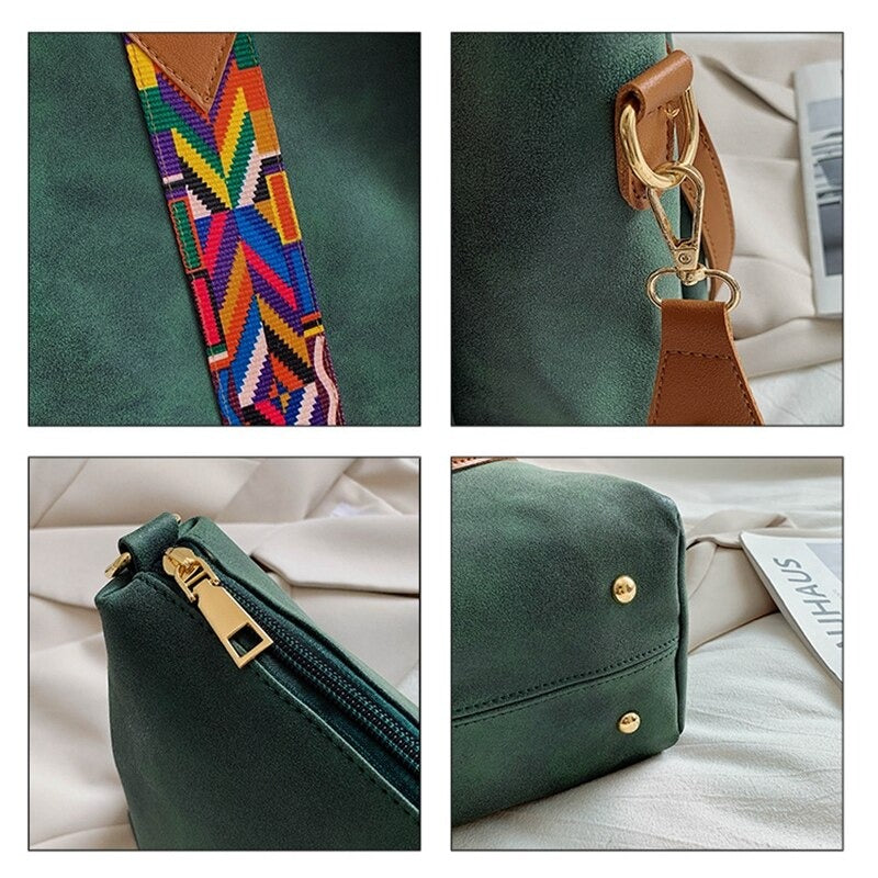 Green travel tote featuring durable stitching and minimalist design