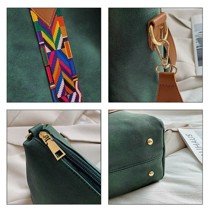 Green travel tote featuring durable stitching and minimalist design