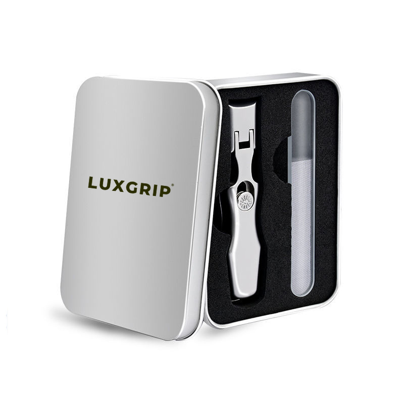 Luxurious silver nail clipper set in a protective case with nail file