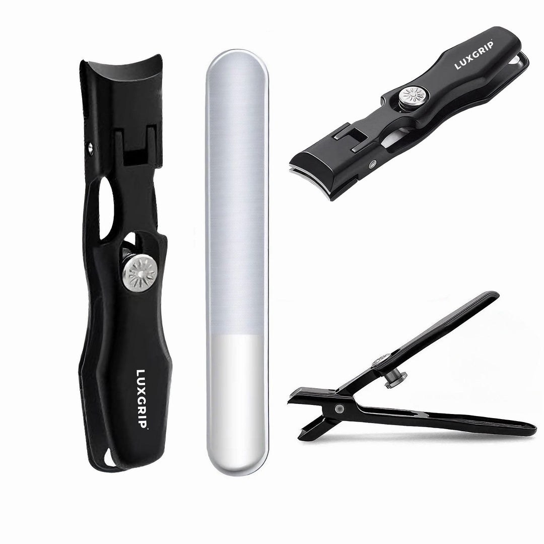 Professional stainless steel nail clipper side profile showing precision blade