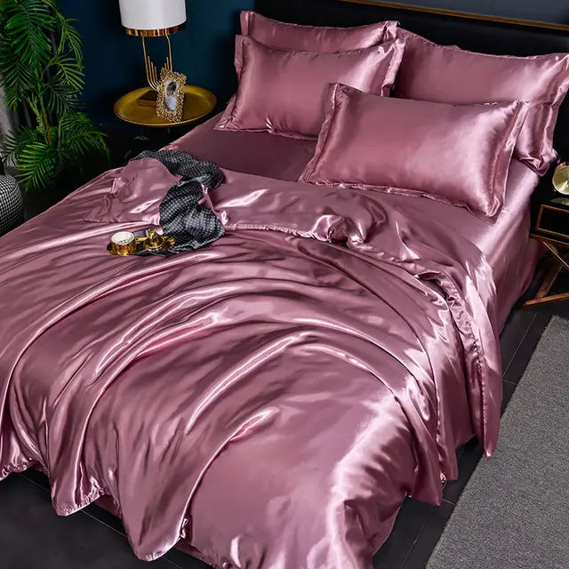 Luxury satin duvet cover set packaged neatly for gifting or storage