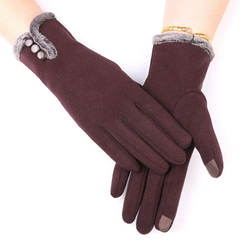 Women's touchscreen winter gloves in classic black, elegant cold weather gear