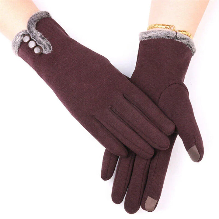 Women's touchscreen winter gloves in classic black, elegant cold weather gear