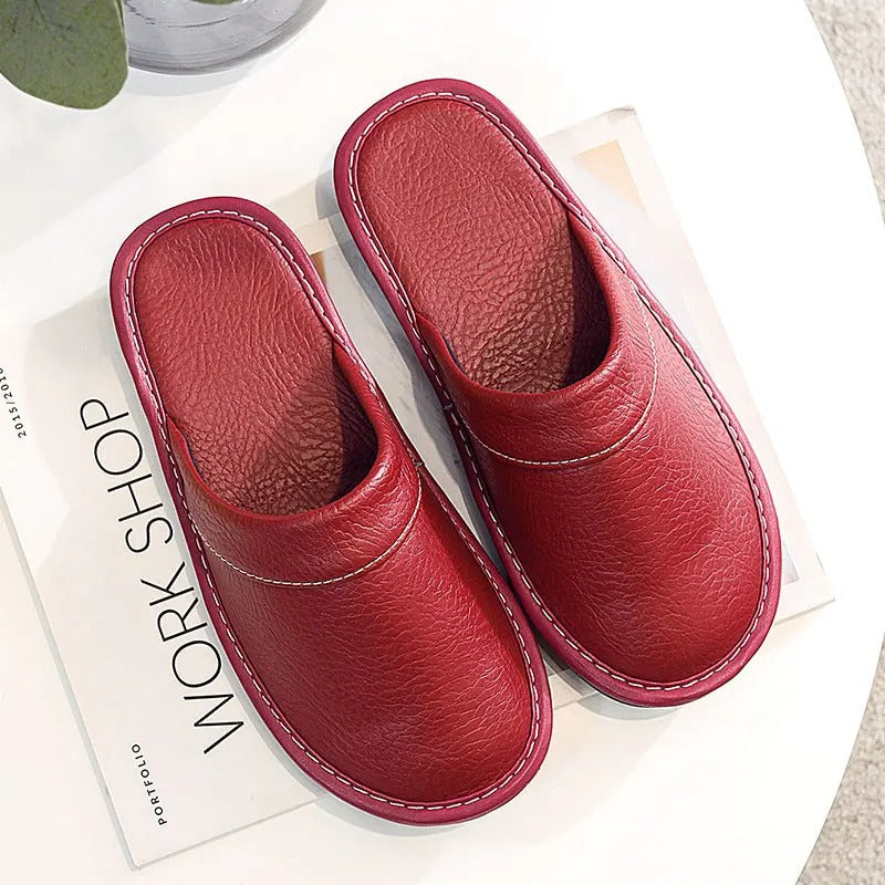 Back view of mens comfort slippers highlighting secure heel cup design