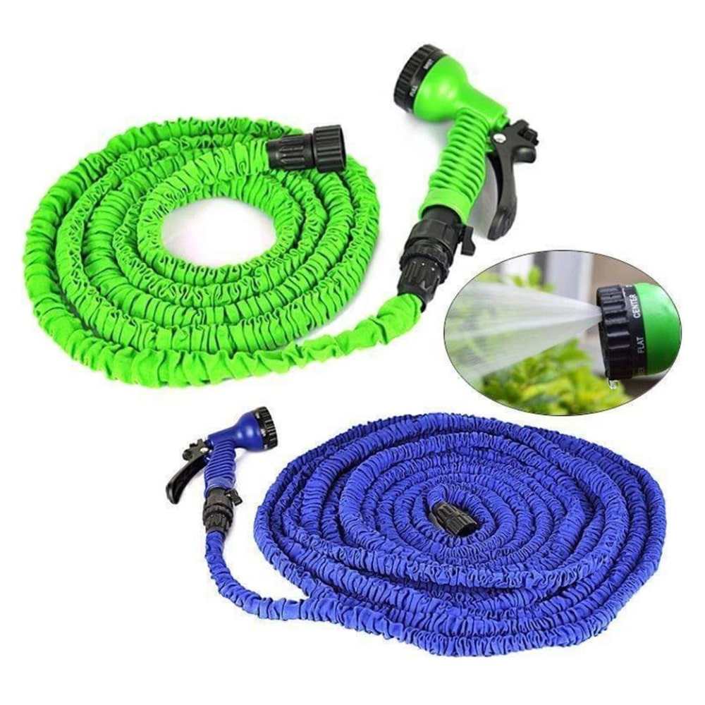 Durable telescopic garden hose ready for outdoor watering and plant care