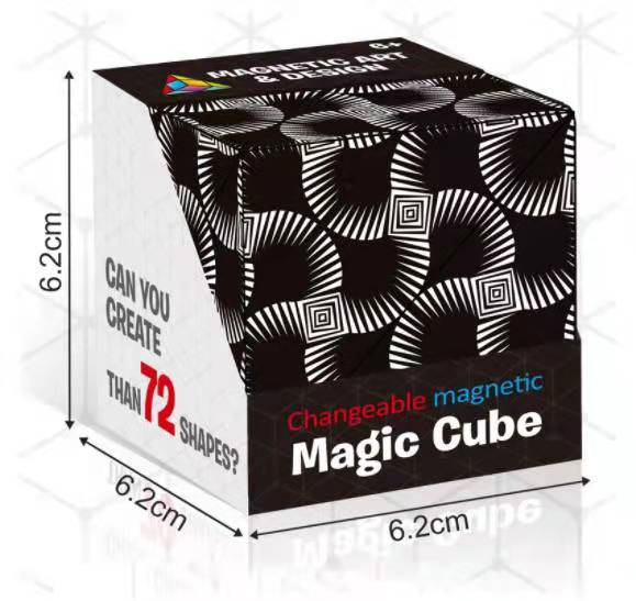 Stress relief magic cube toy transforming into various geometric shapes and patterns