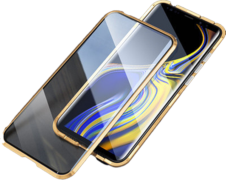 Double-sided magnetic phone case showing precise cutouts and buttons