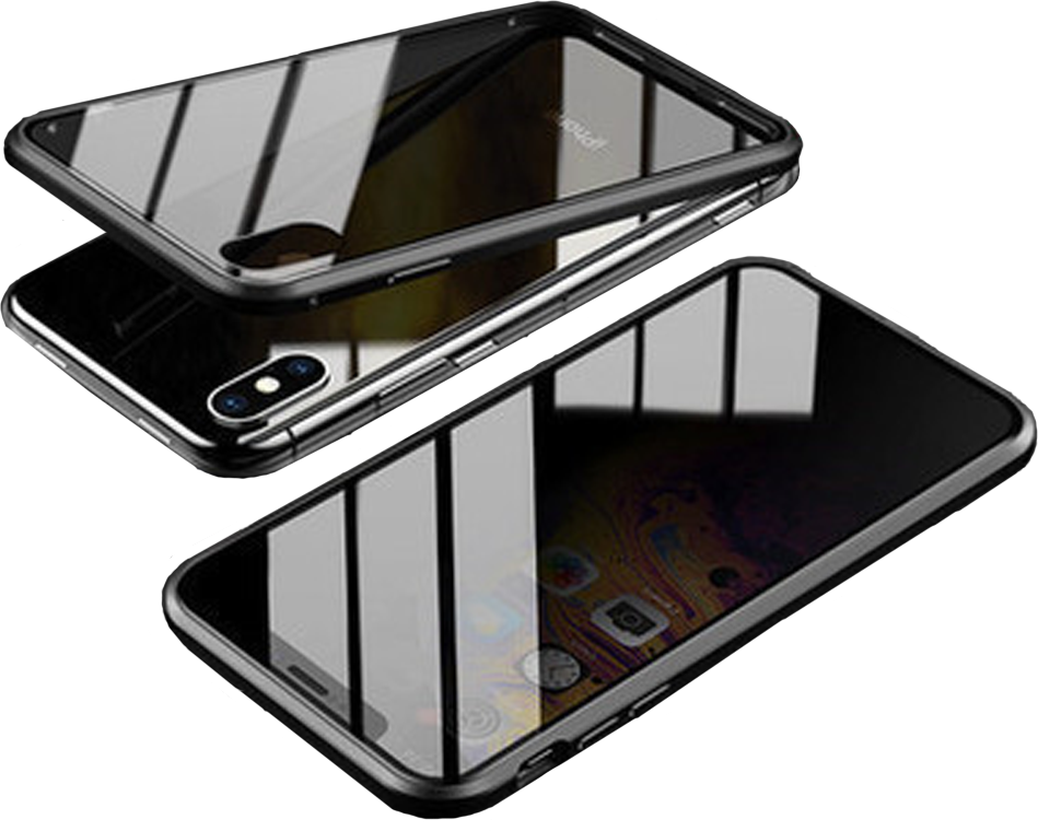 Hardened glass magnetic phone case displaying scratch-resistant screen
