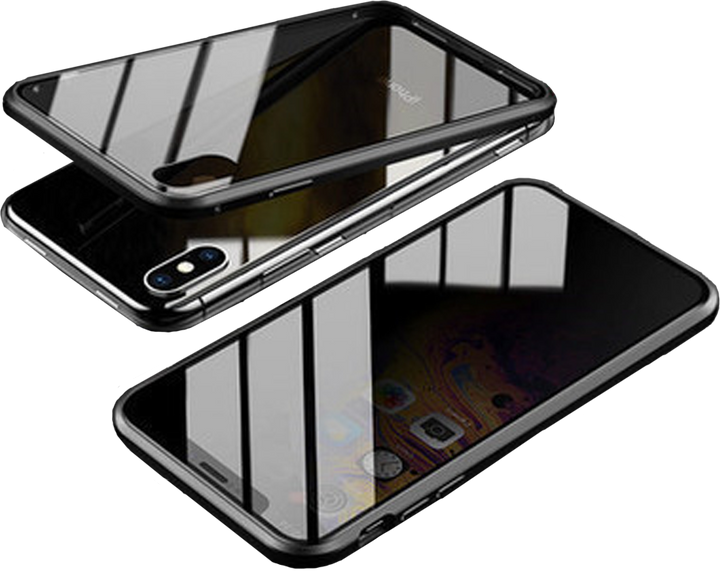 Hardened glass magnetic phone case displaying scratch-resistant screen