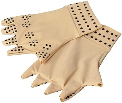 Relief carpal tunnel fingerless compression gloves worn on hands