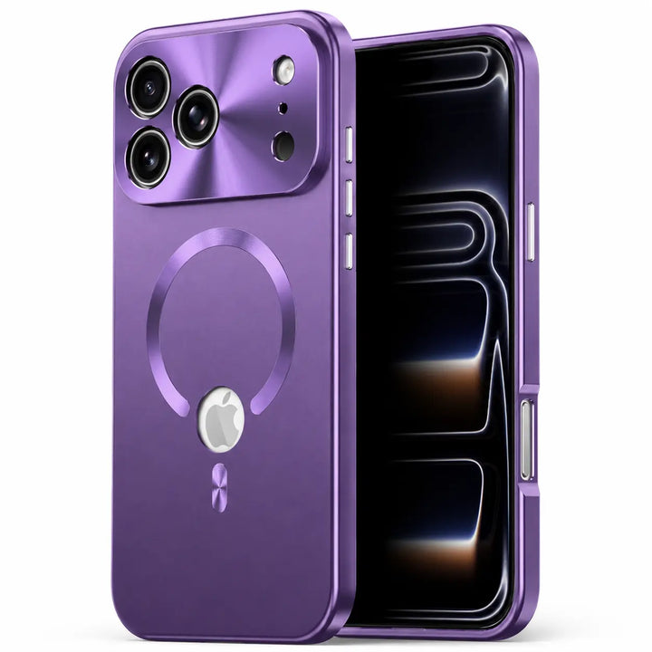 Clear back privacy phone case with robust metal bumper