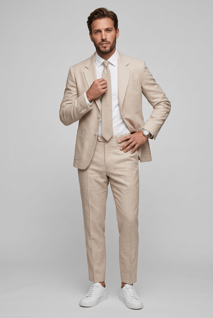 Interior lining and pocket detail of men's formal two-piece suit