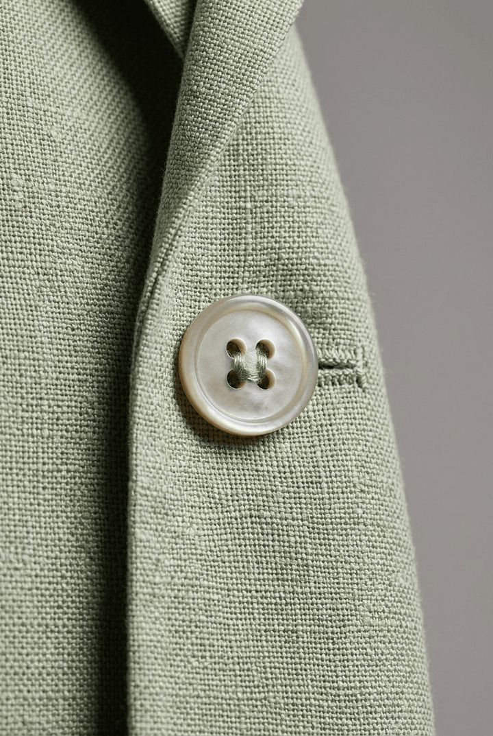 Back view of men's slim fit two-piece suit showcasing tailored formal trousers and jacket