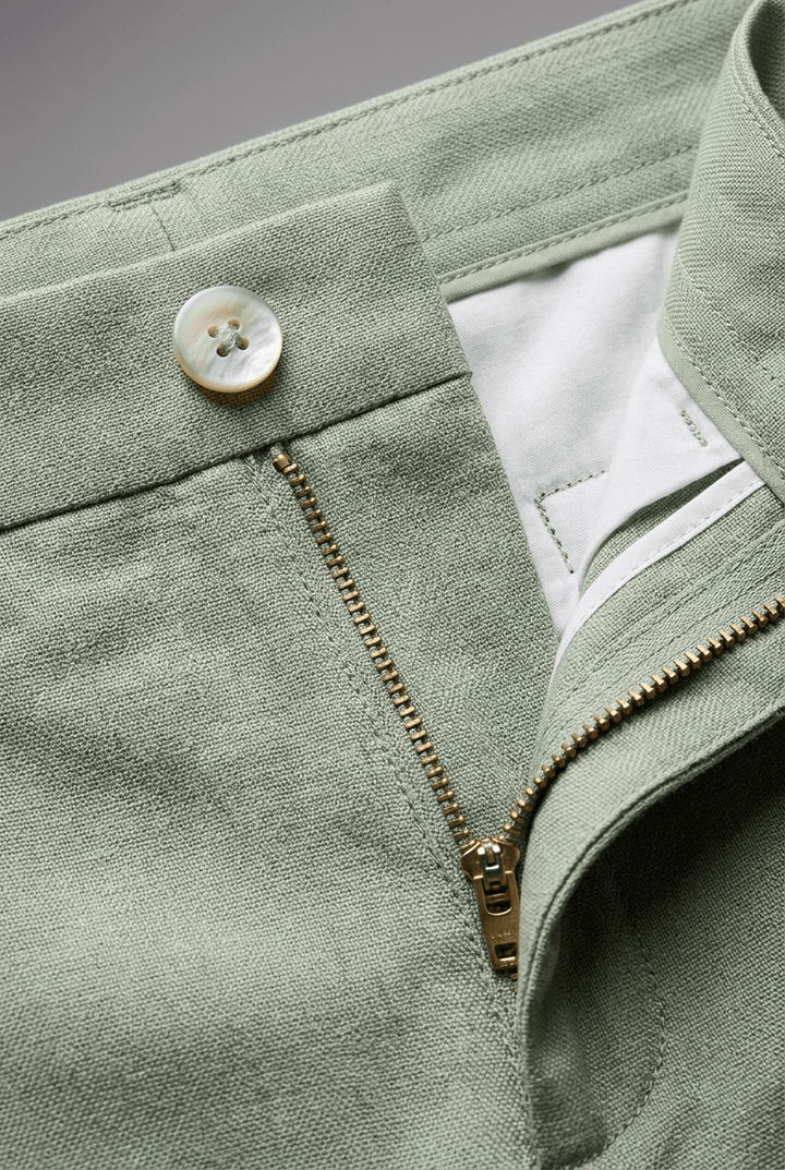 Close-up of notch lapel detail on men's slim fit business suit jacket