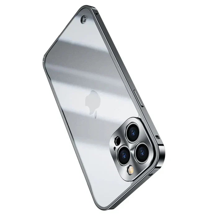 Transparent protective case for iPhone 15 laid flat on surface