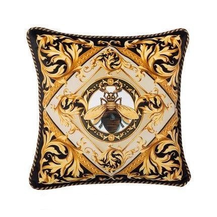 Living room accent cushion protector with elegant bee motif