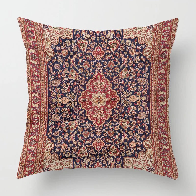 Moroccan decorative cushion cover featuring traditional boho patterns and textured weave for living room decor.