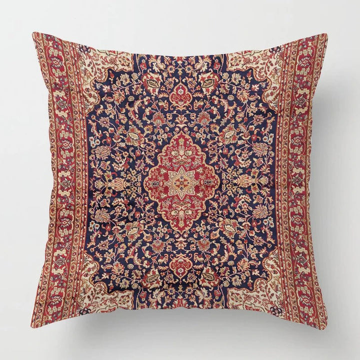 Moroccan decorative cushion cover featuring traditional boho patterns and textured weave for living room decor.