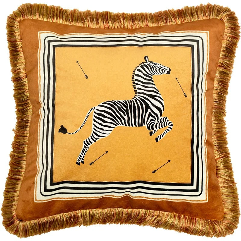 Assorted gold bee cushion covers displayed together for styling