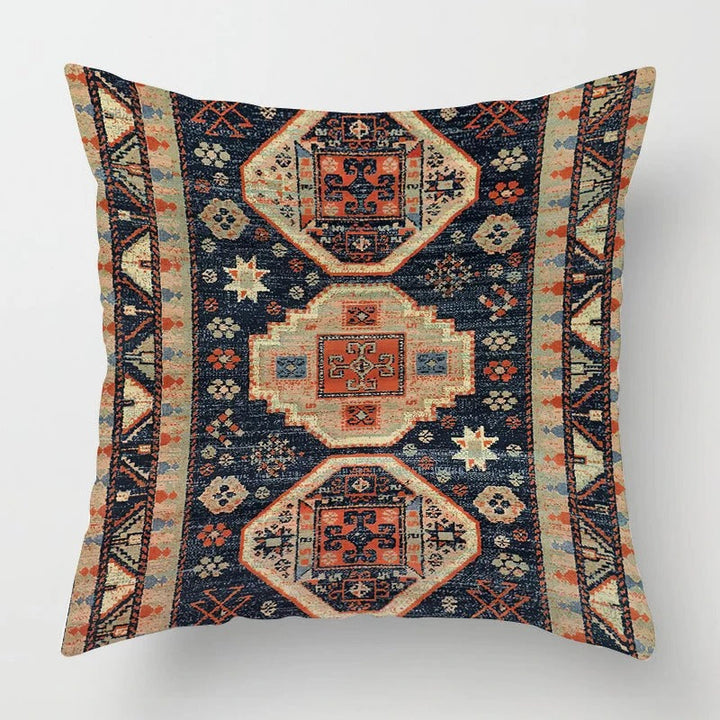 Textured boho decor cushion cover laid flat to display its soft fabric and artisan design.