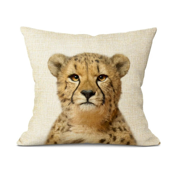Close-up of soft pillow case fabric showing detailed animal design texture
