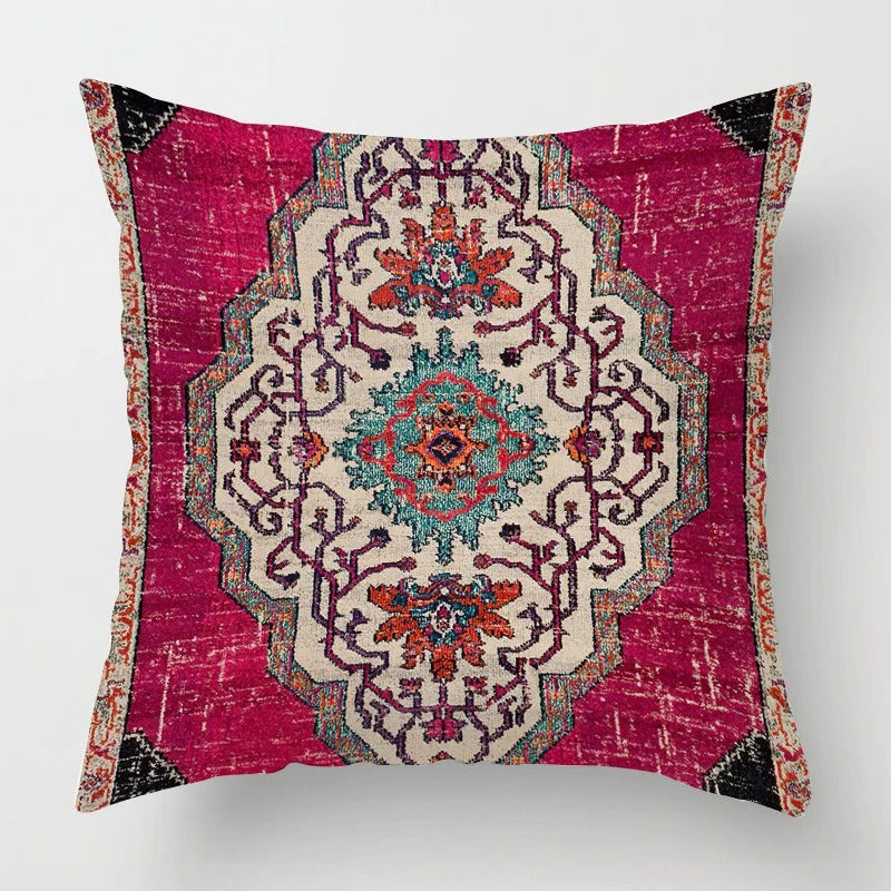 Back view of the moroccan cushion cover showing the hidden zipper closure and durable fabric.