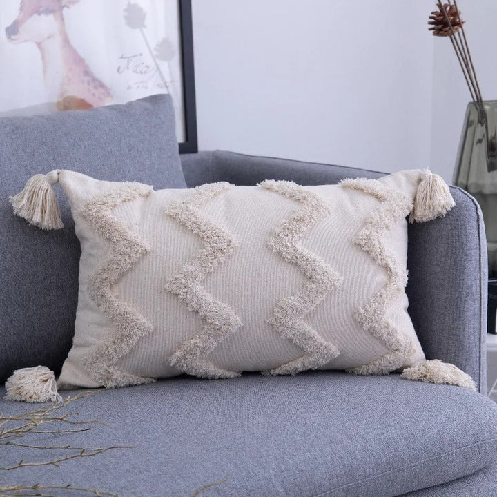Handcrafted look tufted cushion cover for boho living rooms